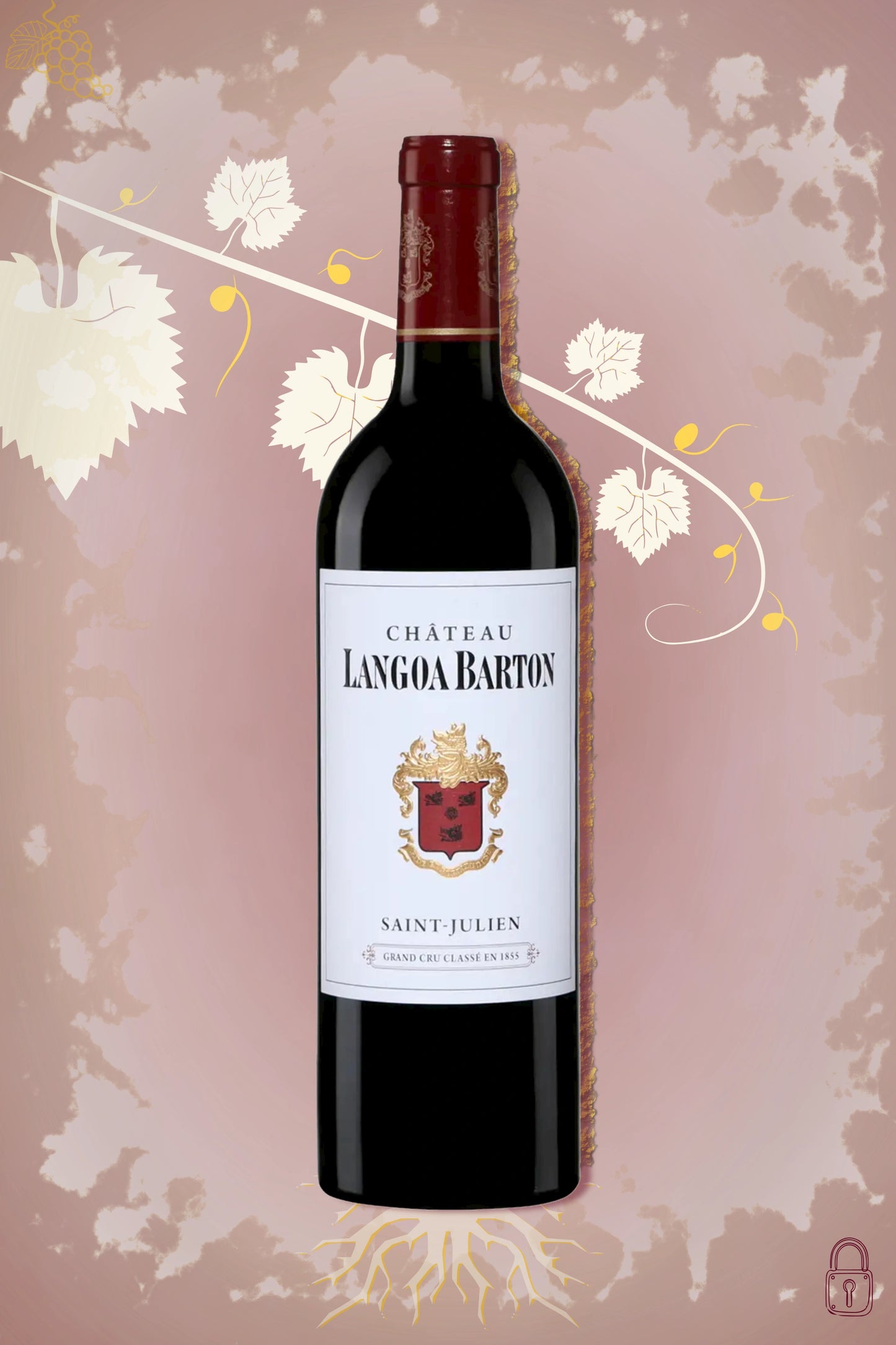 Château Langoa-Barton 2022 tegen bordeaux achtergrond – Grand Cru Classé