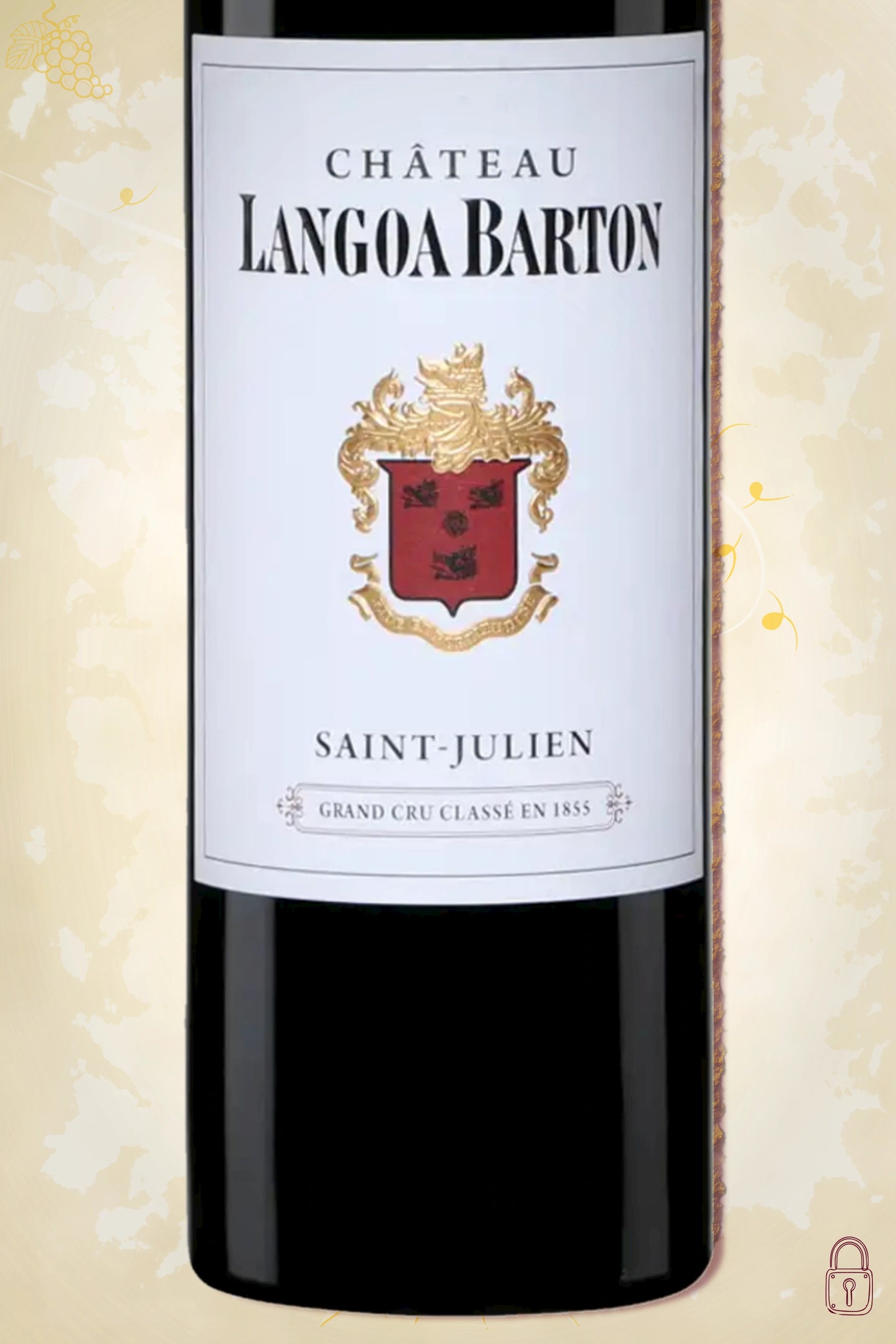 Close-up label Château Langoa-Barton 2022 – Grand Cru Classé details zichtbaar
