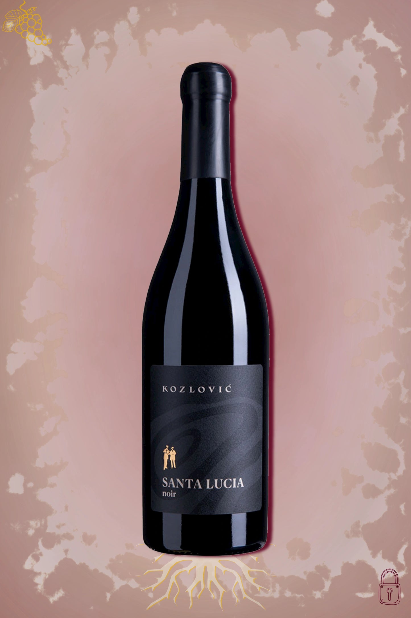 Kozlović Santa Lucia Noir 2017 tegen bordeaux achtergrond – premium rode wijn