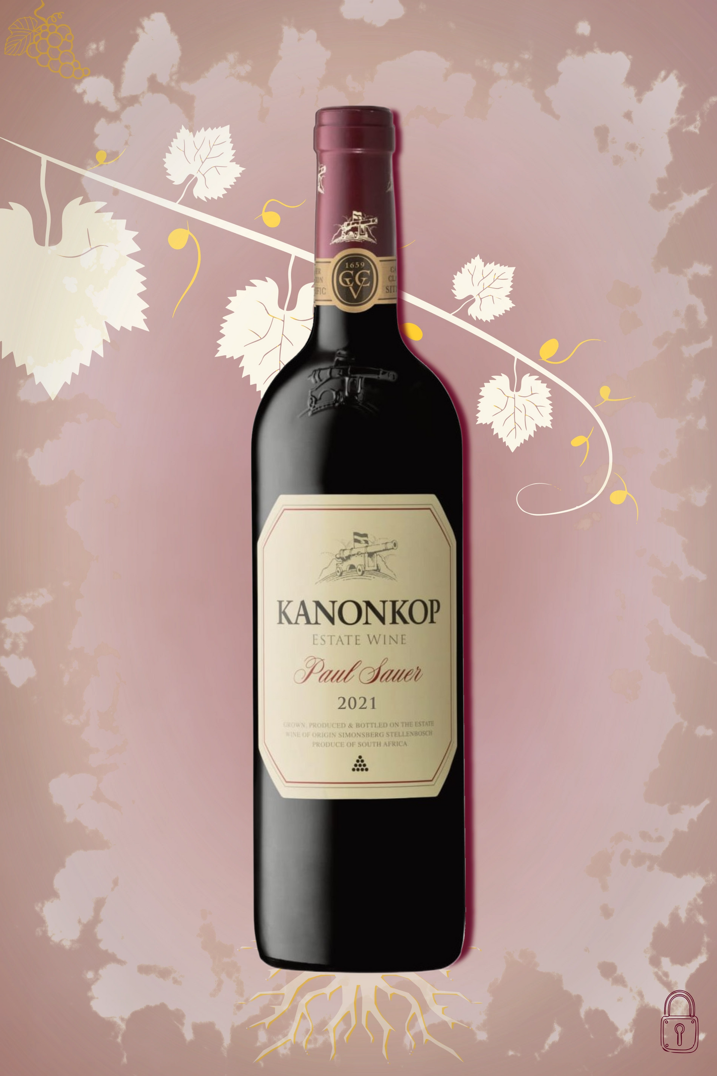 Kanonkop Paul Sauer 2021 tegen bordeaux achtergrond – premium rode wijn