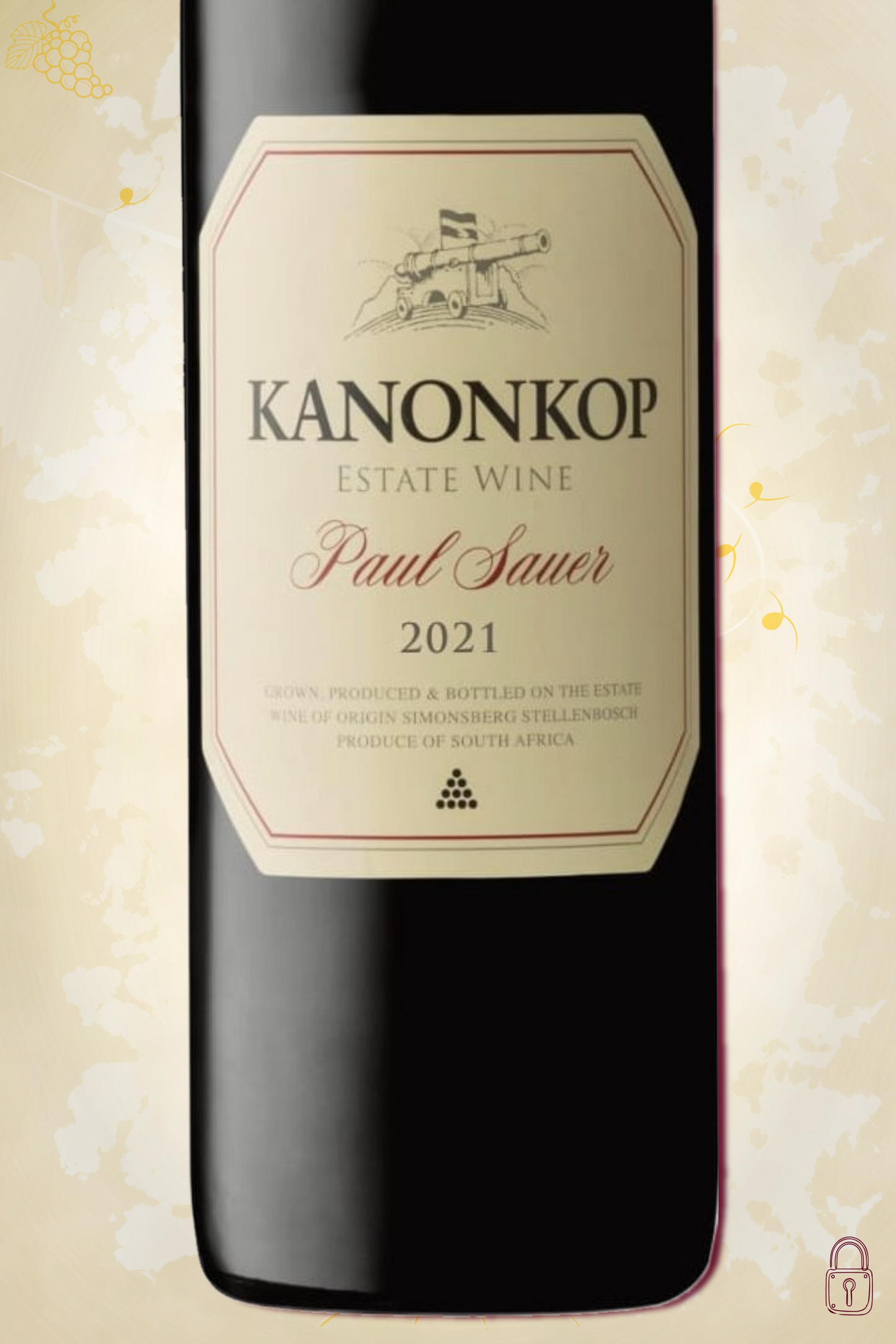 Close-up label Kanonkop Paul Sauer 2021 – estate en vintage details