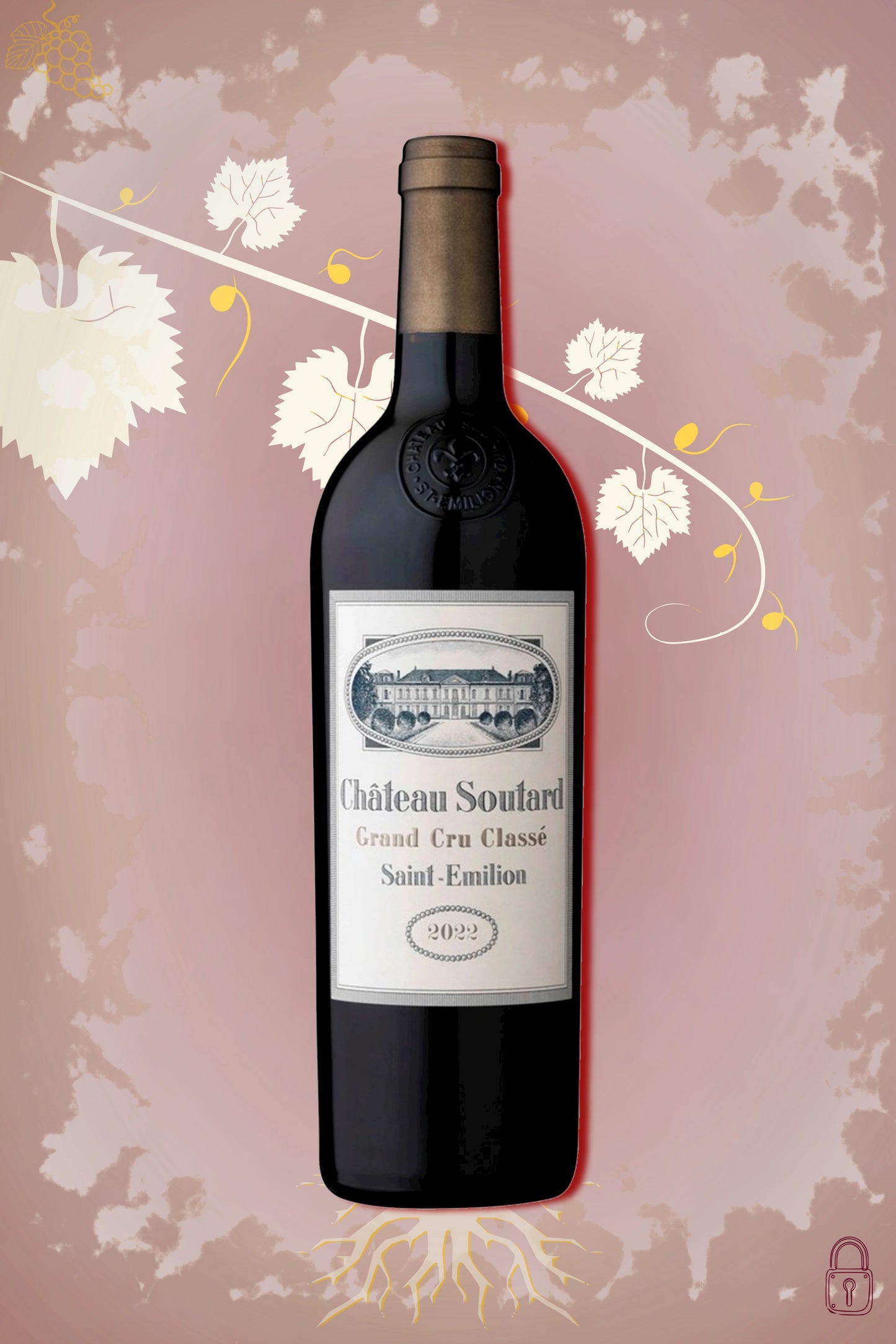 Saint-Émilion Grand Cru Classé 2022 tegen bordeaux achtergrond – premium rode wijn