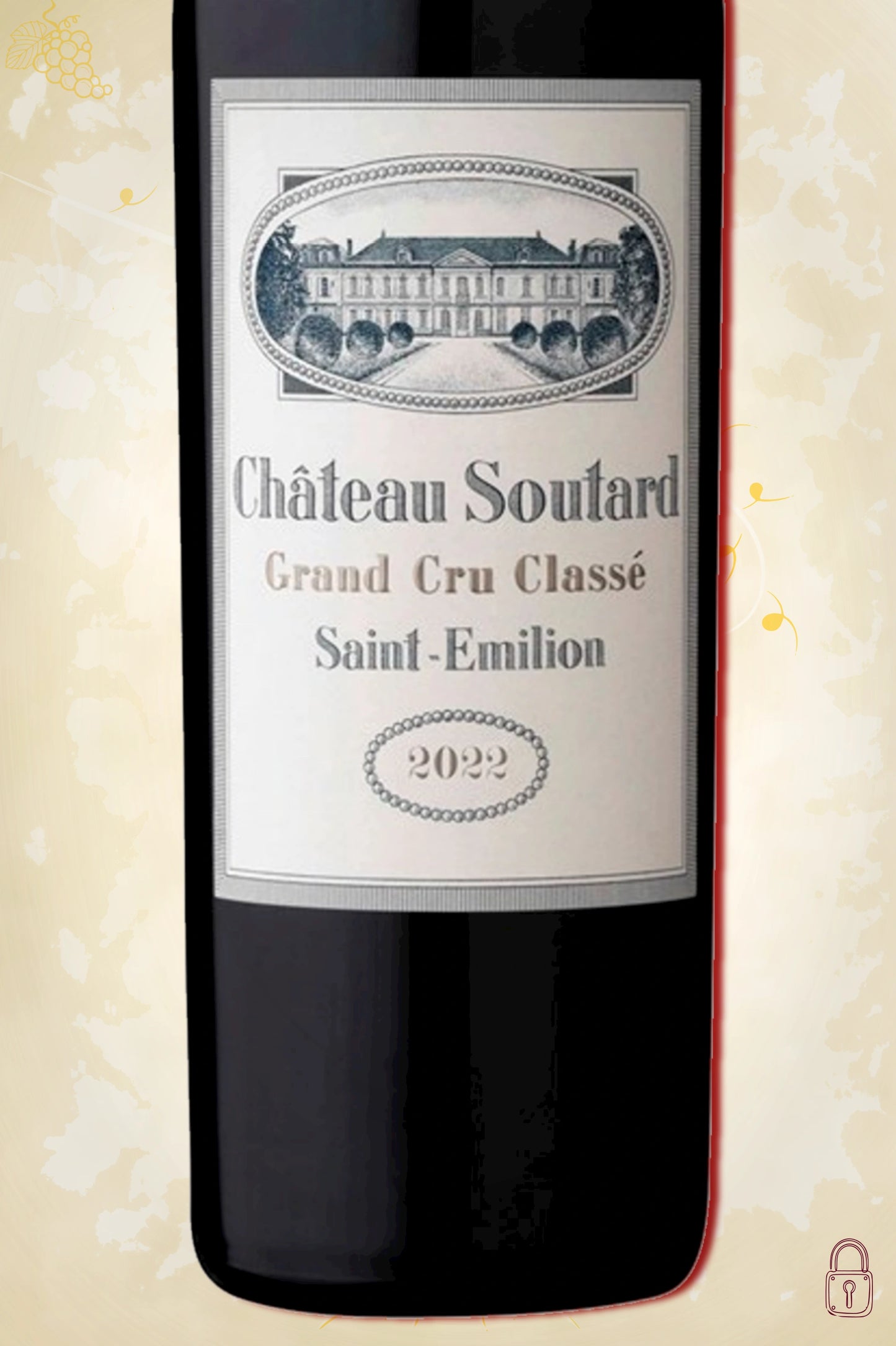 Close-up label Saint-Émilion Grand Cru Classé 2022 – Merlot blend details