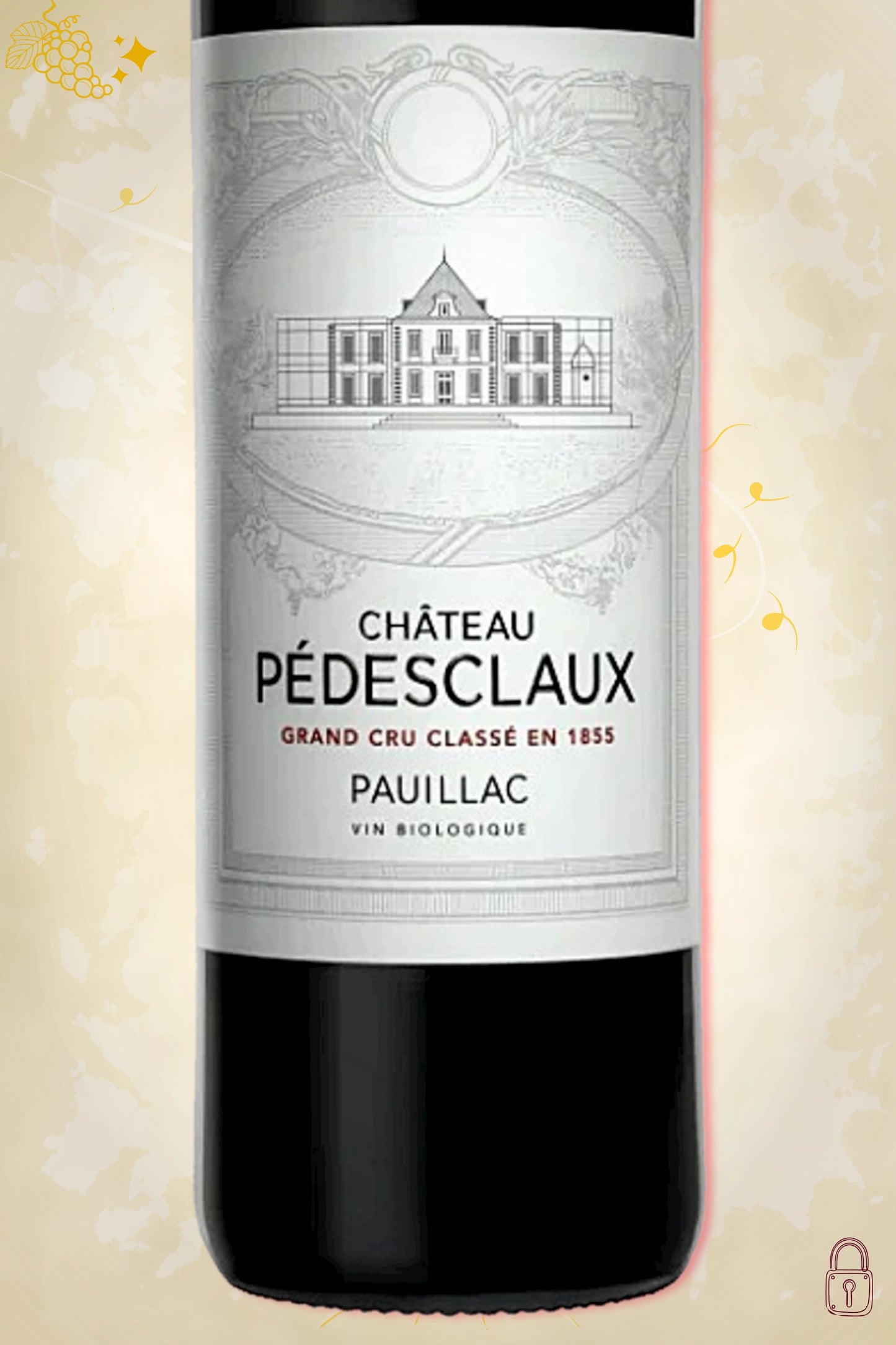 Close-up label Château Pédesclaux Pauillac 2015 – grand cru classé details