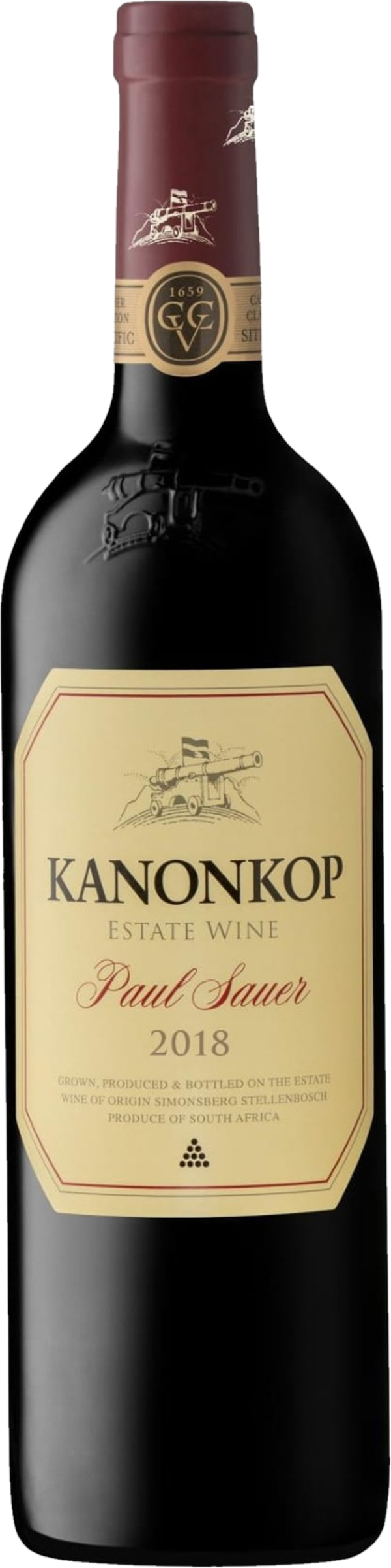 Kanonkop Paul Sauer 2018 tegen bordeaux achtergrond – premium rode wijn