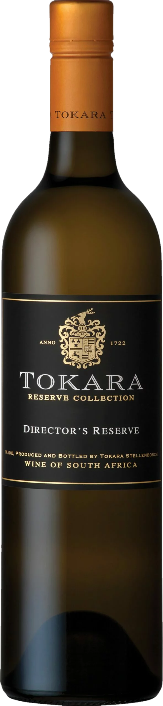 Tokara Director’s Reserve White 2020 tegen gouden achtergrond – premium witte wijn