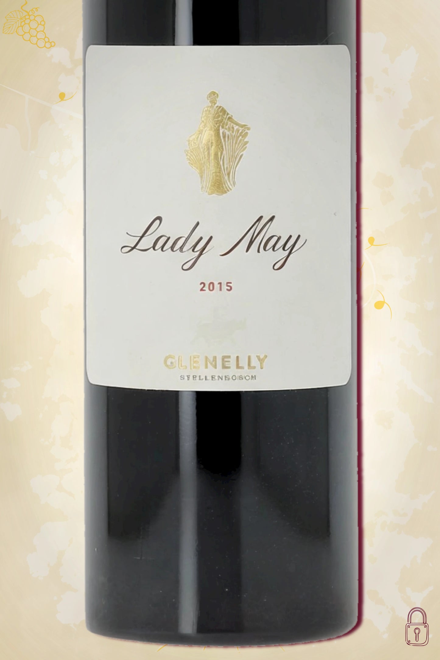 Close-up label Glenelly Lady May 2015 – Glenelly logo en vintage details