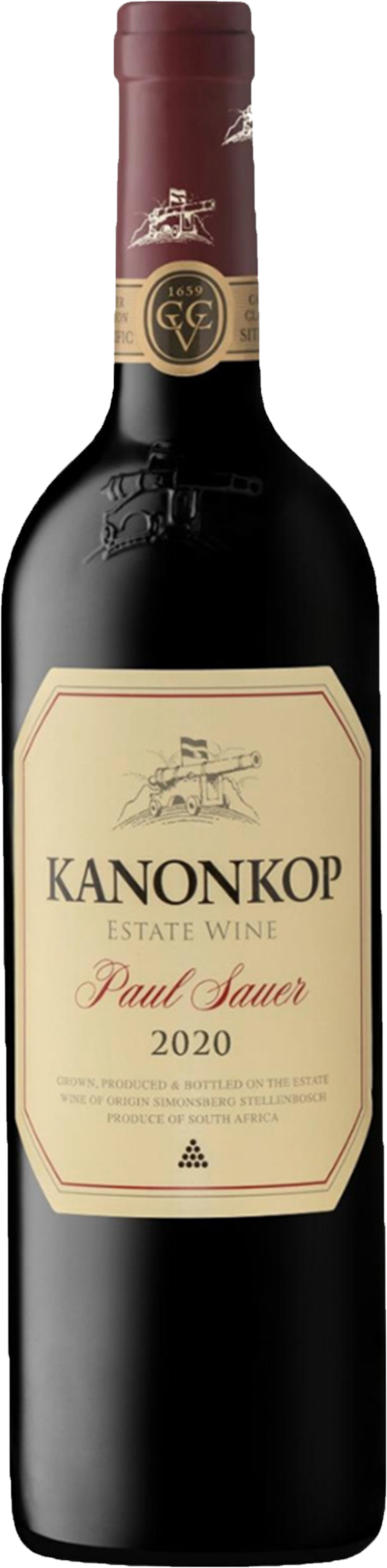 Kanonkop Paul Sauer 2020 tegen bordeaux achtergrond – premium rode blend