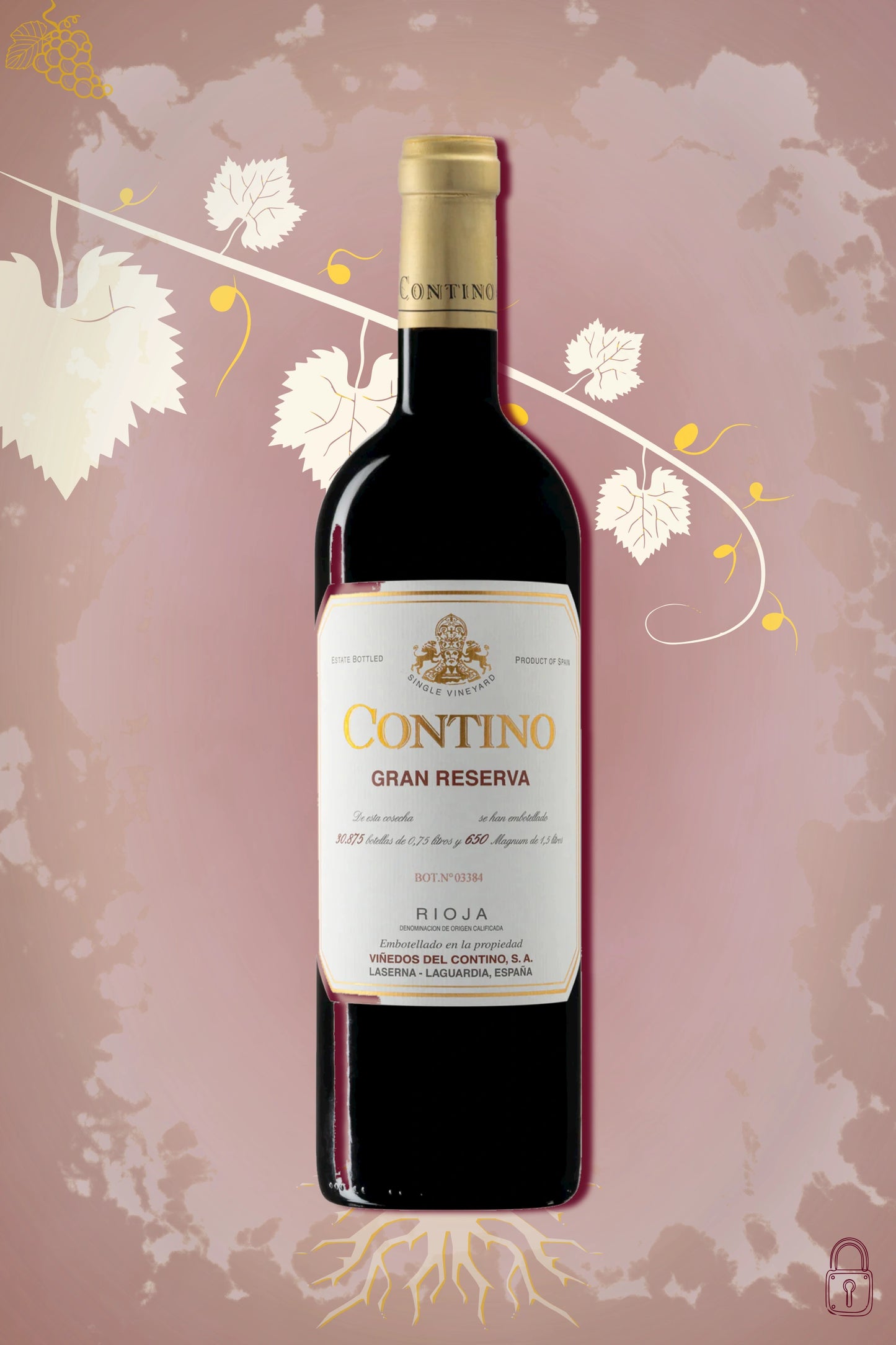 Contino Rioja Gran Reserva 2017 tegen bordeaux achtergrond – premium rode wijn