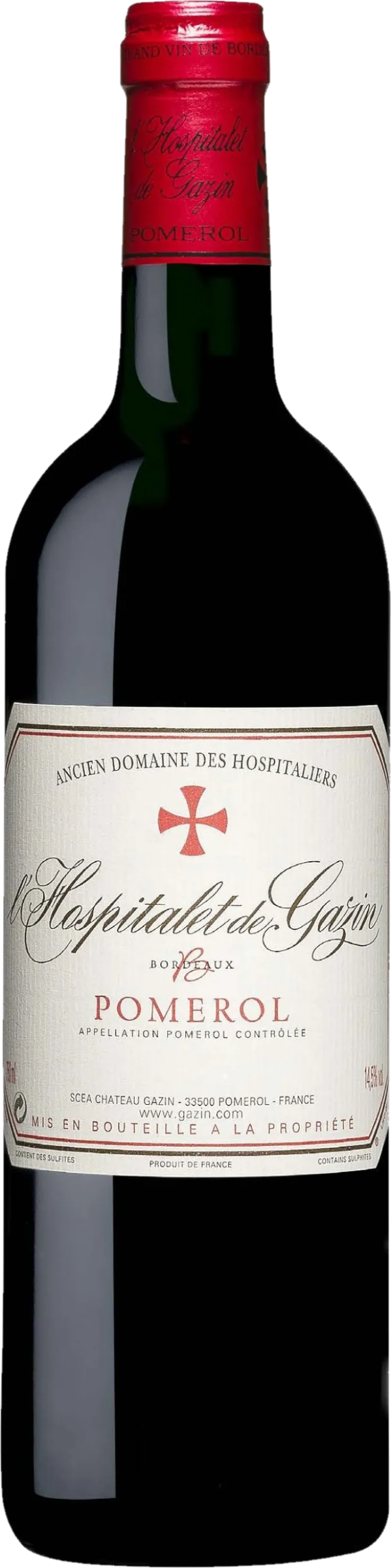 Château Gazin L’Hospitalet de Gazin 2020 tegen bordeaux achtergrond – premium rode wijn