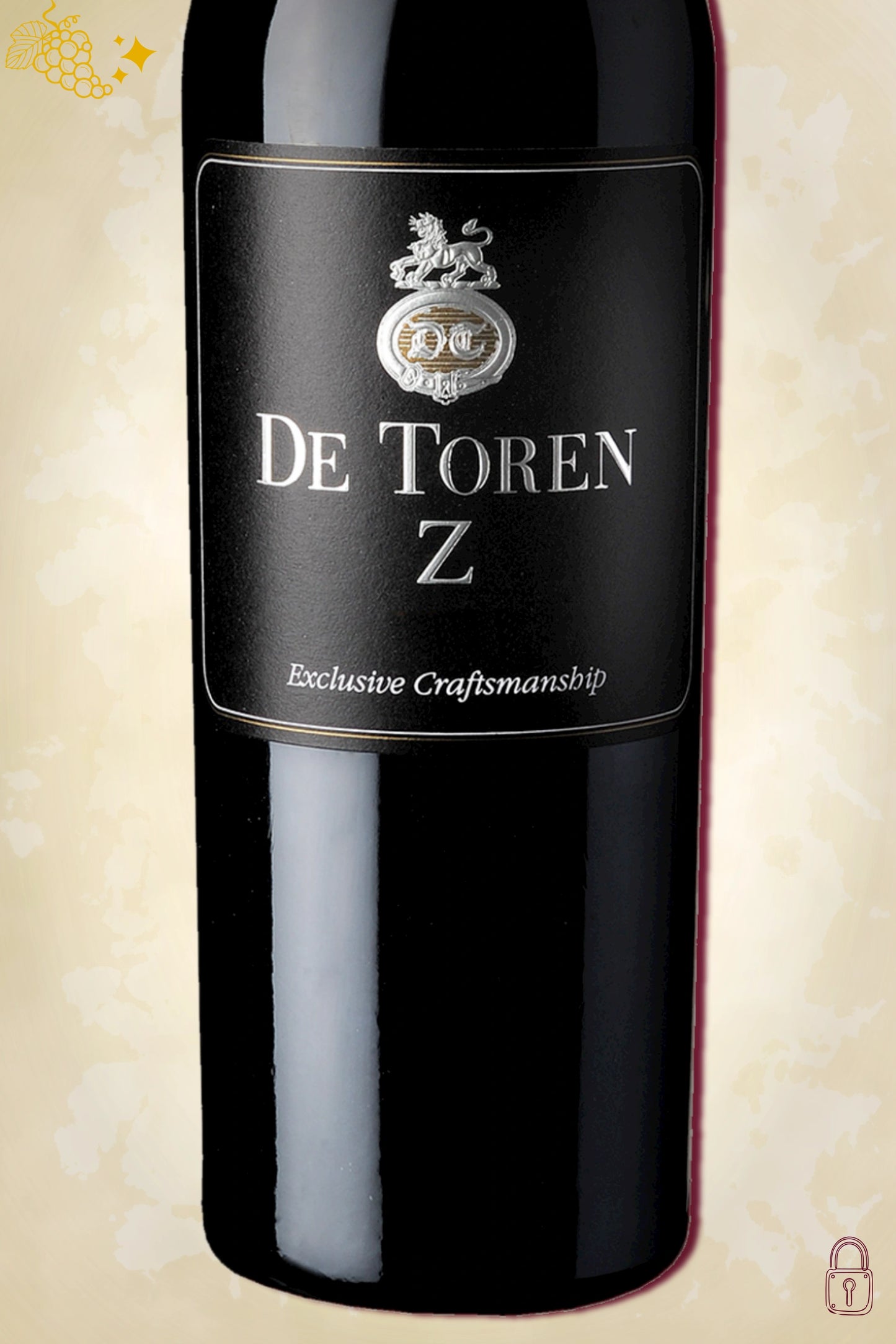 Close-up label De Toren Z 2014 – De Toren logo en vintage details