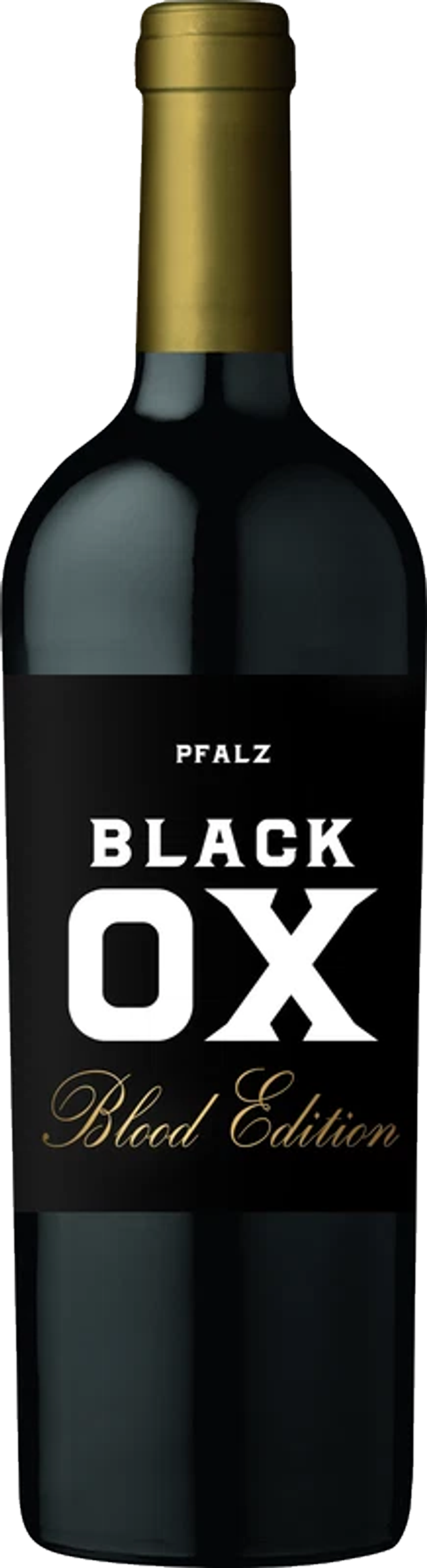 Weingut Lergenmüller Black OX Blood Edition 2018 tegen bordeaux achtergrond – krachtige rode wijn
