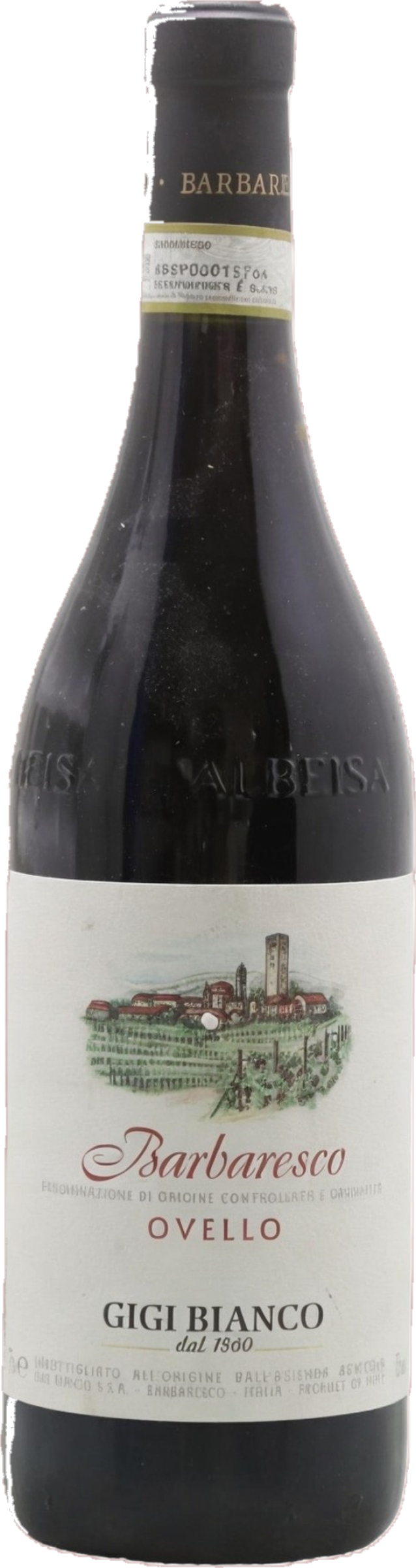 Gigi Bianco Barbaresco Ovello 2017 tegen bordeaux achtergrond – premium rode wijn
