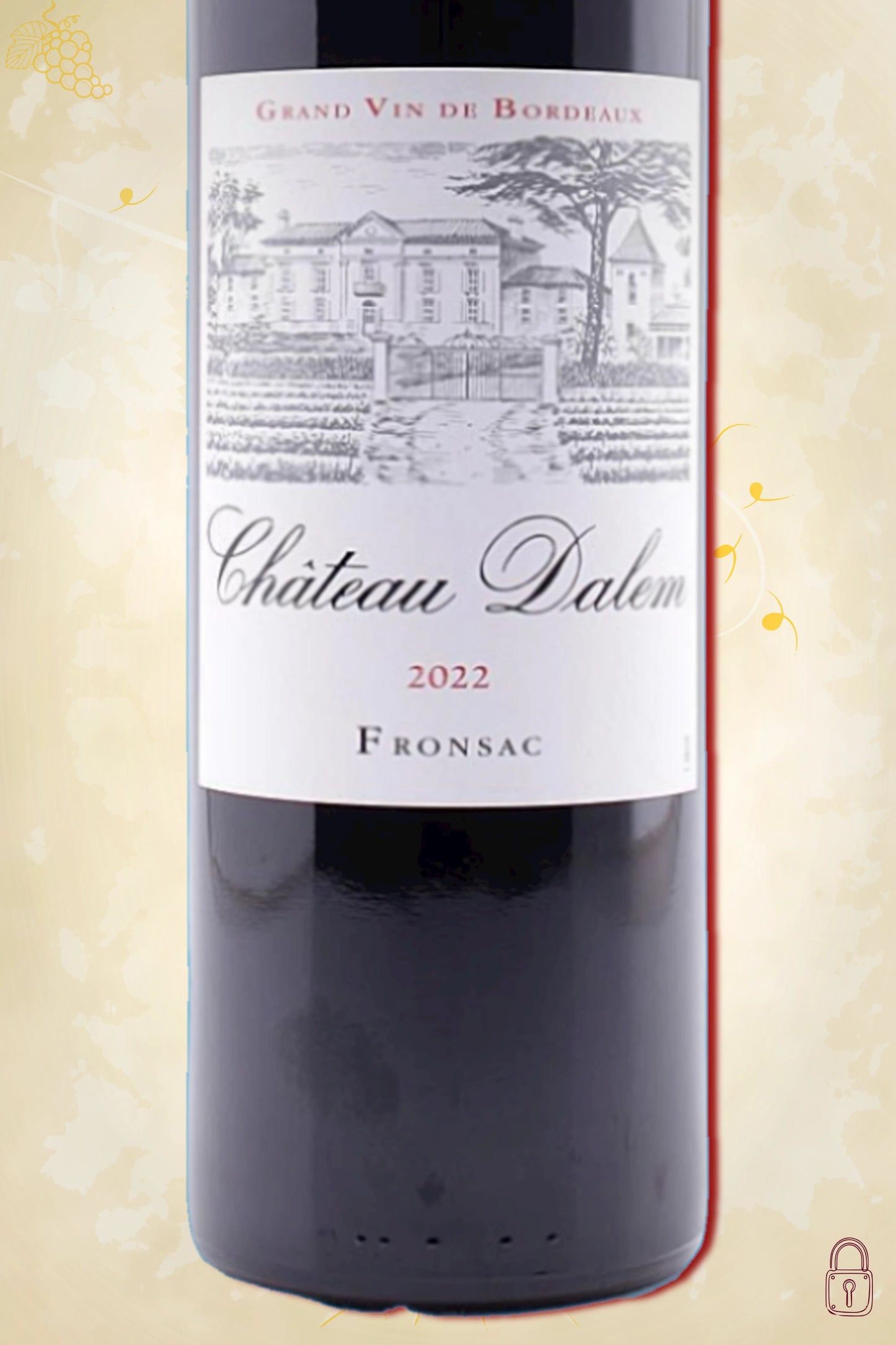 Close-up label Château Dalem 2022 – château en vintage details zichtbaar