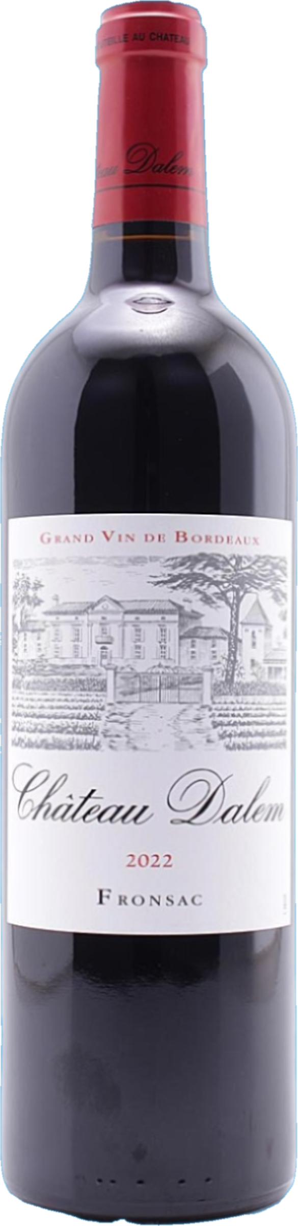 Château Dalem 2022 tegen bordeaux achtergrond – premium Bordeaux rode wijn