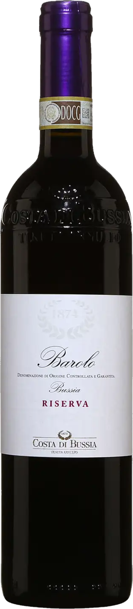 Costa di Bussia Barolo Riserva 2017 tegen bordeaux achtergrond – premium rode wijn