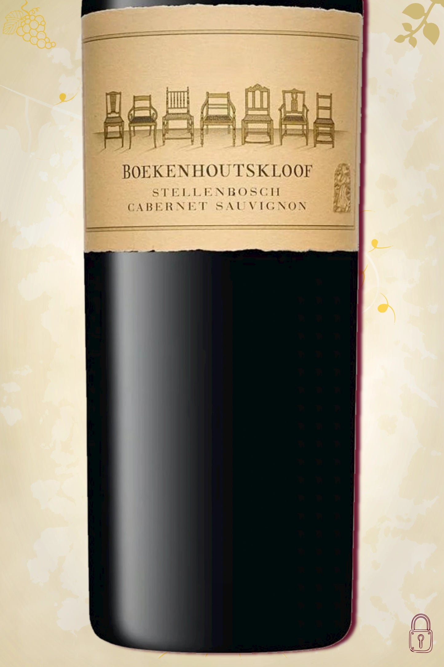 Close-up label Boekenhoutskloof Cabernet Sauvignon 2018 – logo en vintage details zichtbaar"
