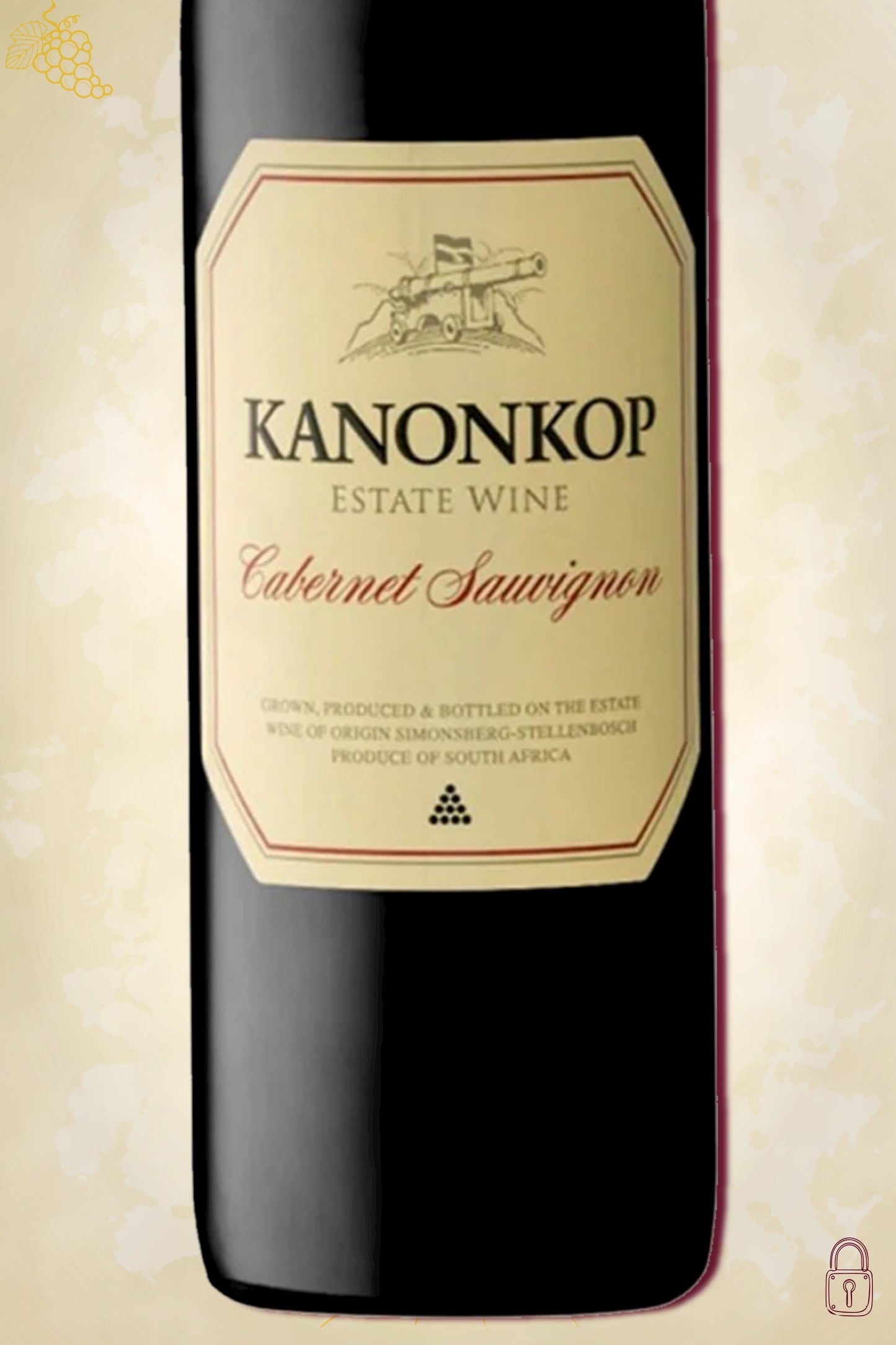 Close-up label Kanonkop Cabernet Sauvignon 2018 – estate en vintage details