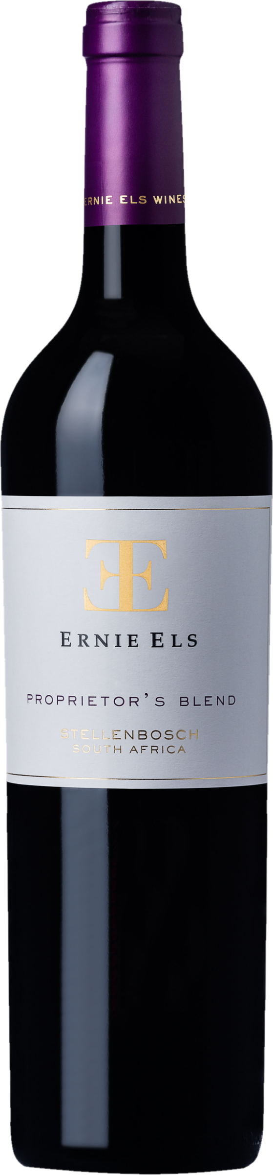Ernie Els Proprietor’s Blend 2017 tegen bordeaux achtergrond – premium rode wijn