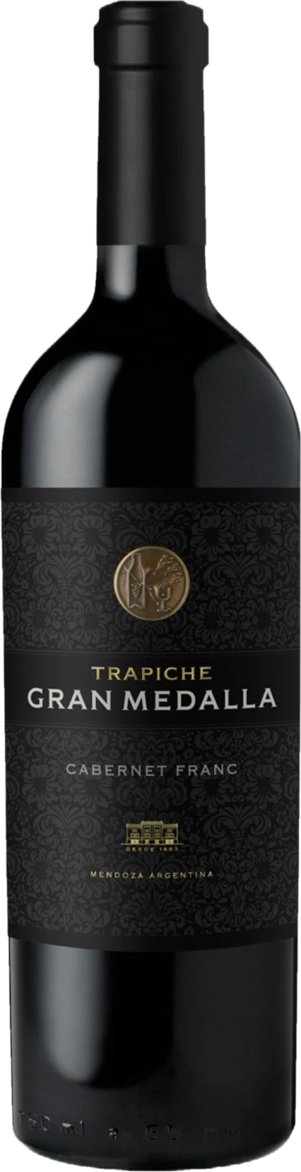 Trapiche Gran Medalla Cabernet Franc 2018 tegen bordeaux achtergrond – premium rode wijn