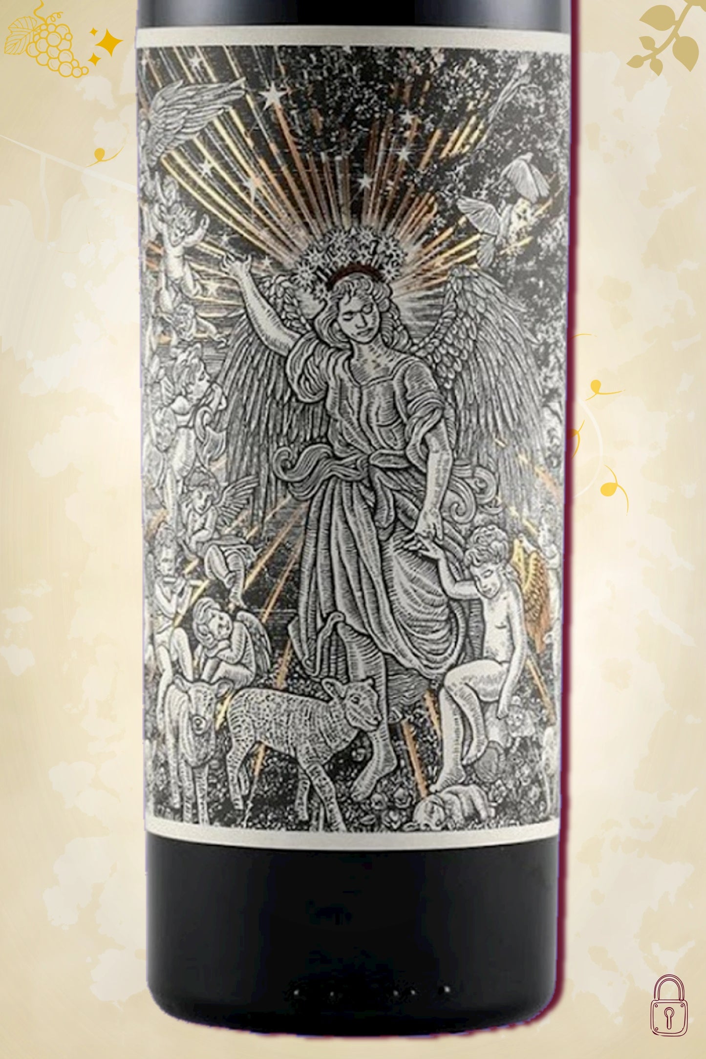 Close-up label The Vinoneers Orpheus & The Raven Silke 2019 – The Vinoneers logo en vintage details zichtbaar