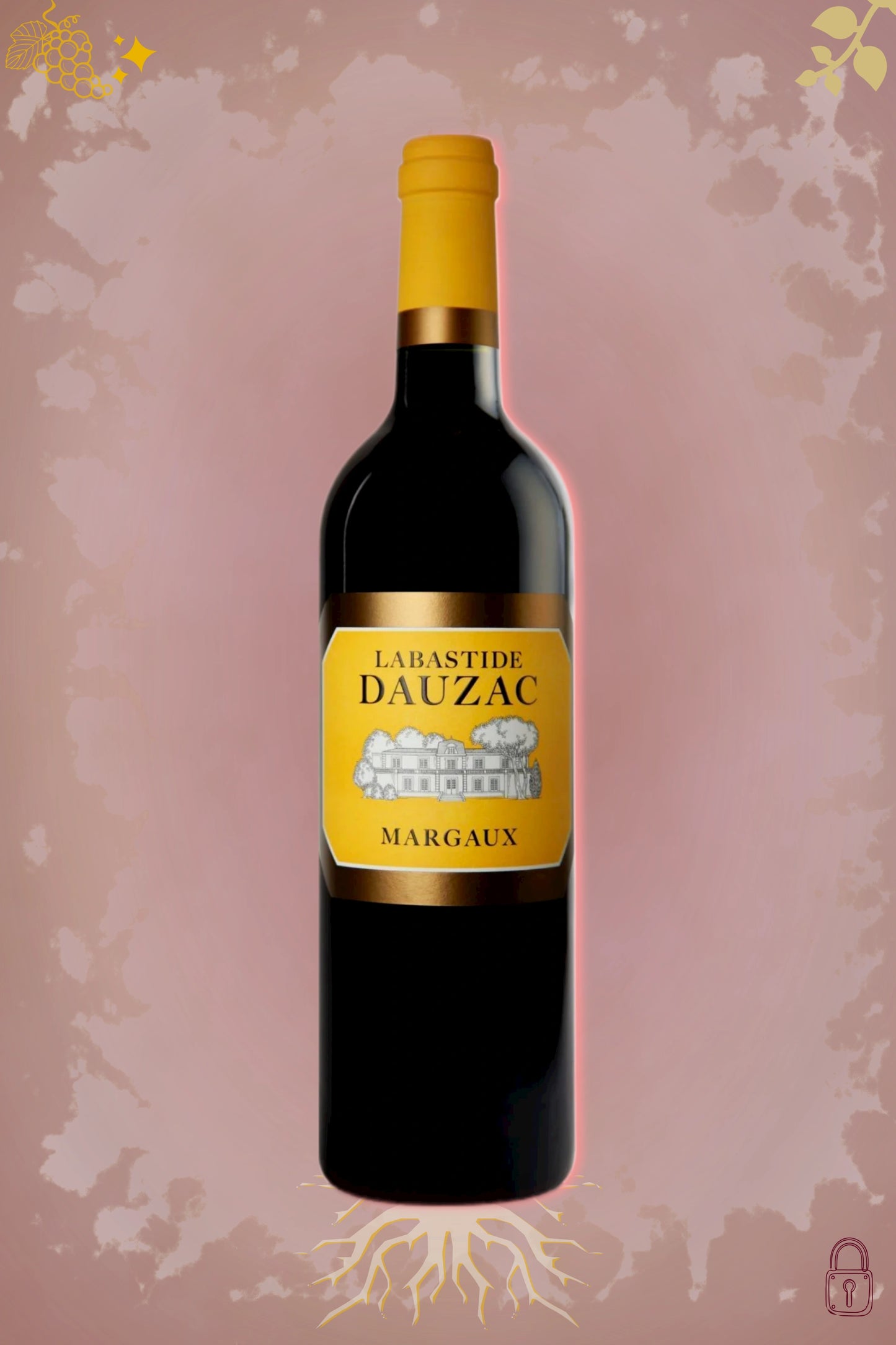 La Bastide Dauzac 2020 tegen bordeaux achtergrond – elegante rode wijn