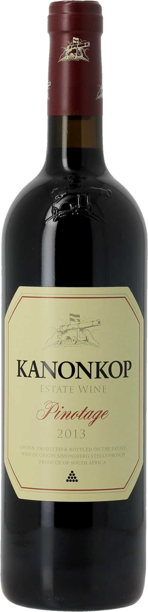 Kanonkop Pinotage 2013 tegen bordeaux achtergrond – krachtige premium rode wijn
