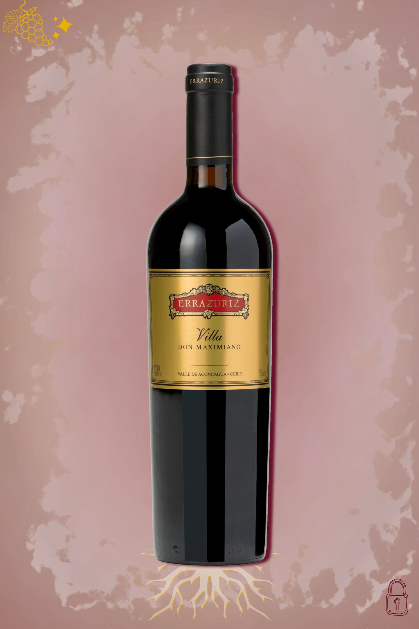 Errazuriz Villa Don Maximiano 2019 tegen bordeaux achtergrond – premium rode wijn