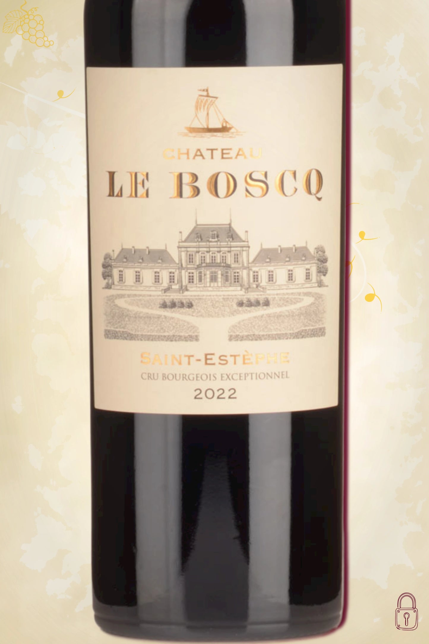 Close-up label Château Le Boscq 2022 – Cru Bourgeois Exceptionnel details