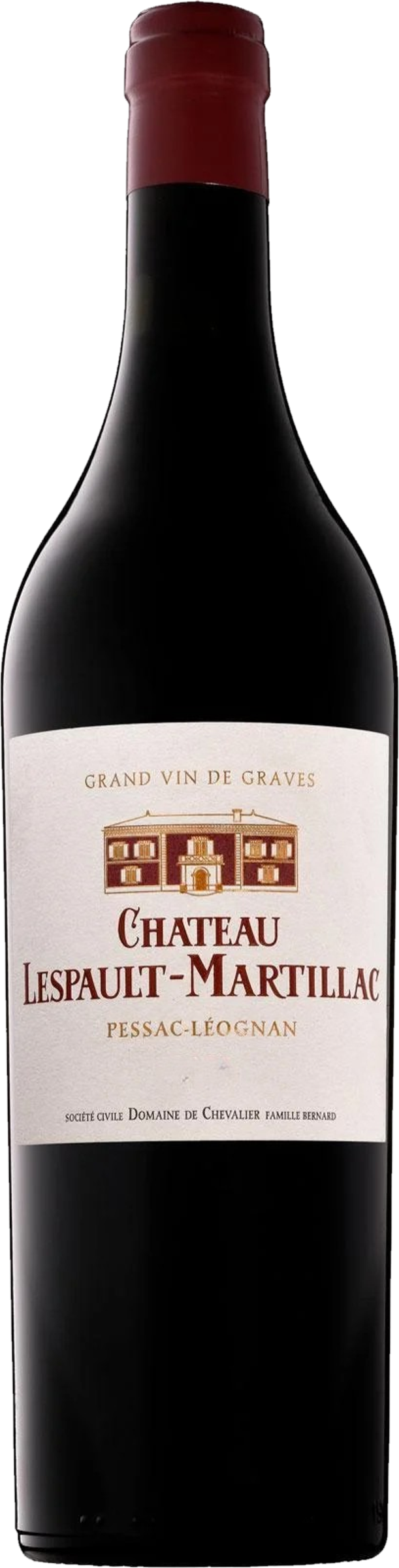 Château Lespault Martillac Blanc 2019 tegen gouden achtergrond – elegante witte bordeaux wijn
