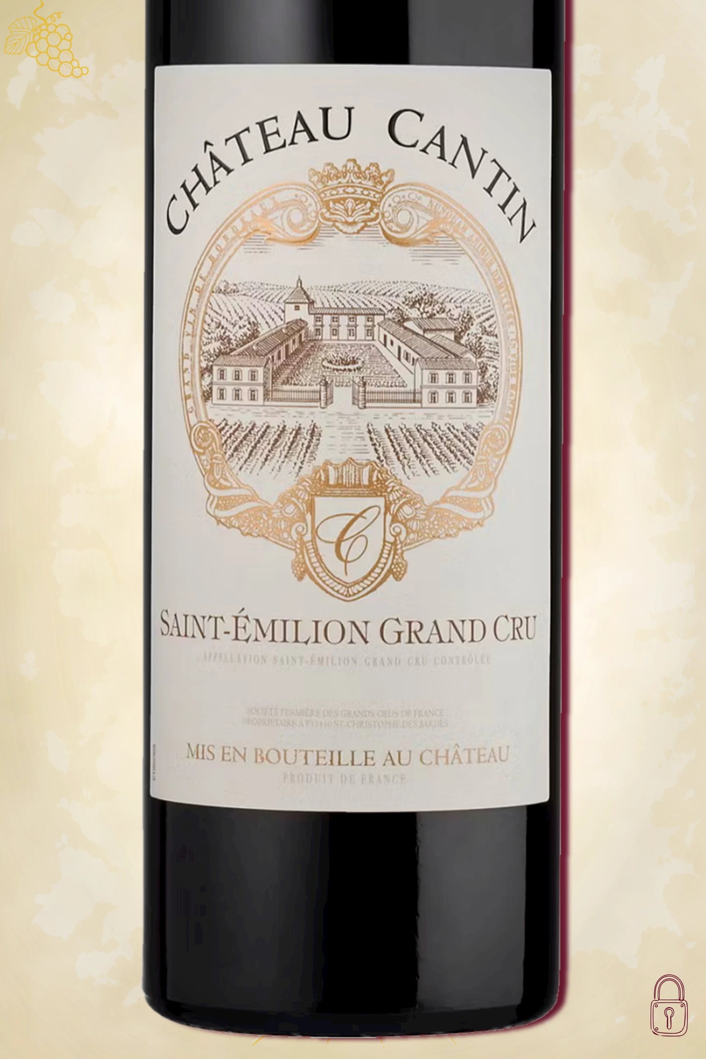 Close-up label Château Cantin 2019 – Saint-Émilion Grand Cru Classé details"