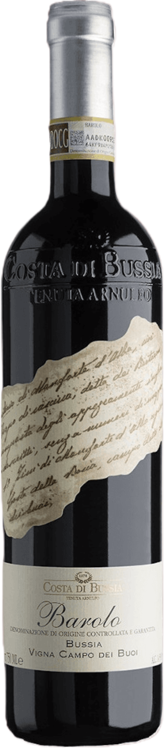 Costa di Bussia Barolo Campo dei Buoi 2015 tegen bordeaux achtergrond – premium rode wijn