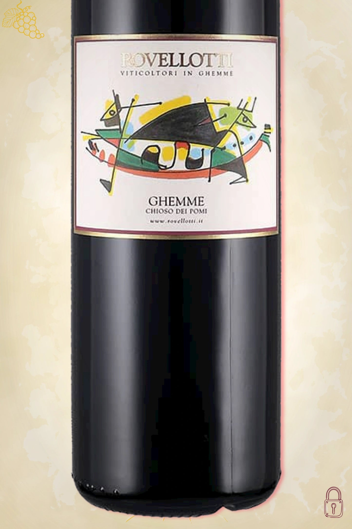 Close-up label Rovellotti Ghemme DOCG 2017 – Rovellotti logo en vintage details zichtbaar