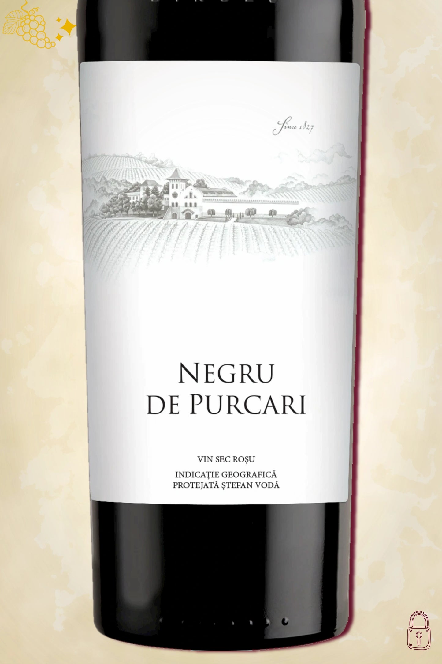 Close-up label Negru de Purcari 2020 – Château Purcari details zichtbaar