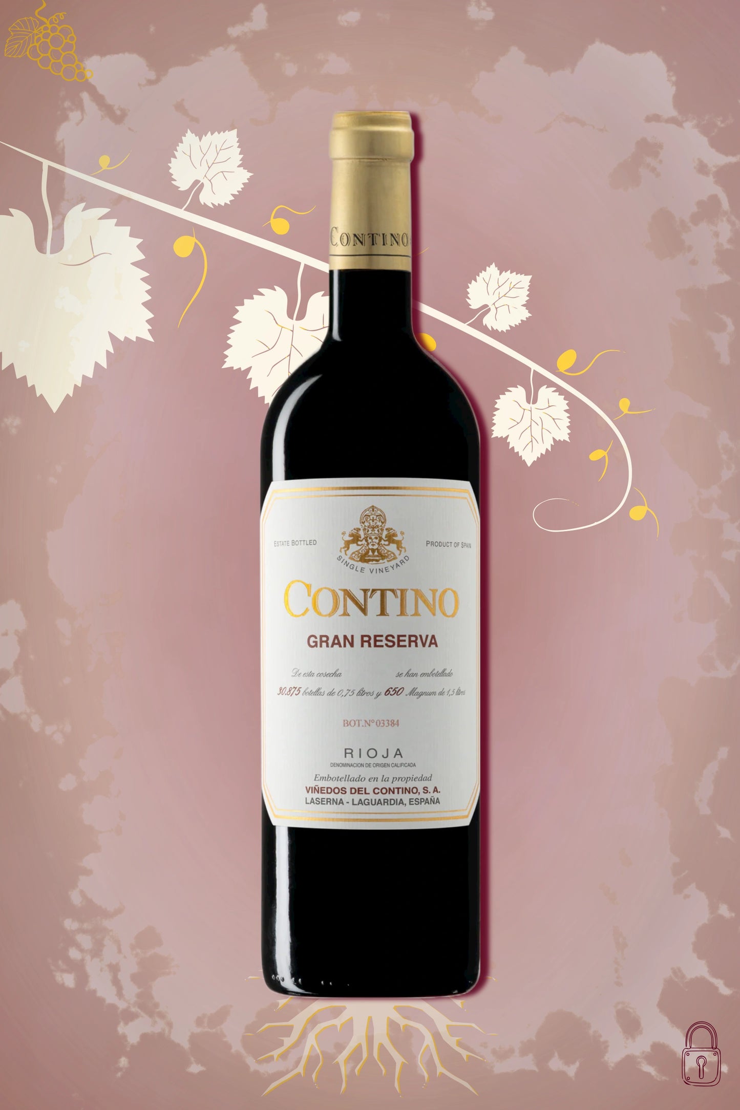 Contino Rioja Gran Reserva 2016 tegen bordeaux achtergrond – premium presentatie