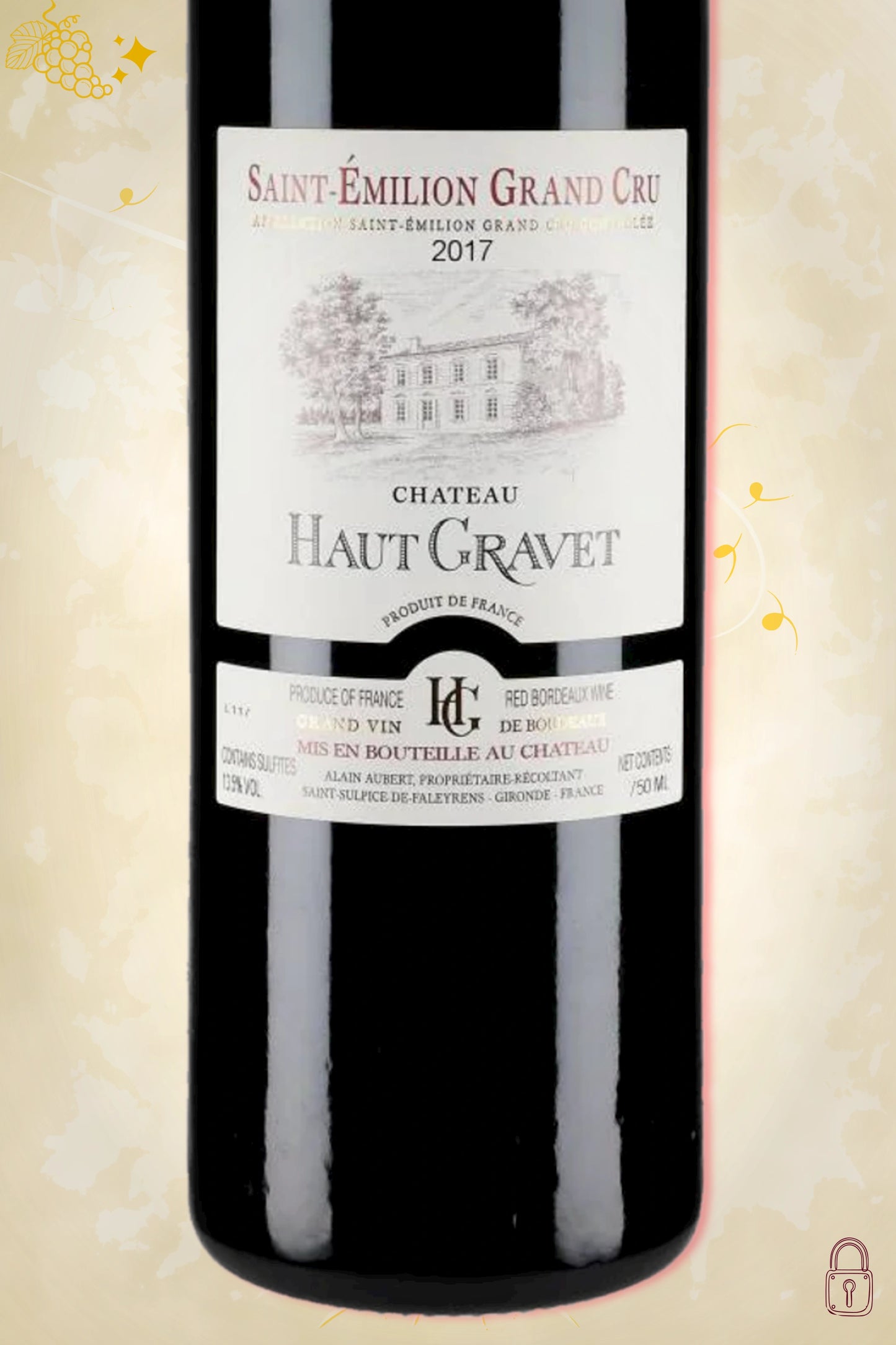 Close-up label Château Haut-Gravet Saint-Émilion Grand Cru 2015