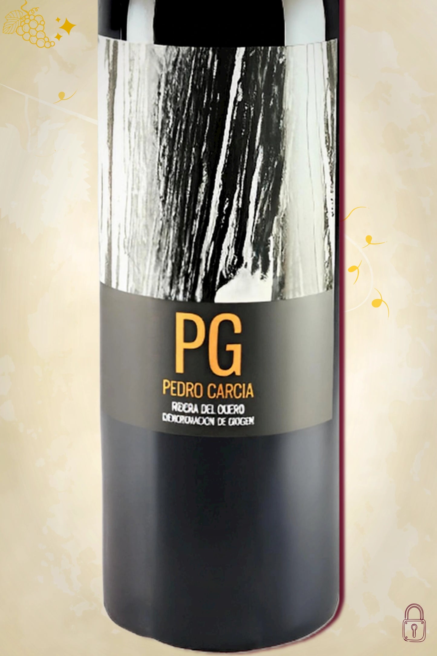 Close-up label Pedro García 2010 – García de Aranda logo en vintage details