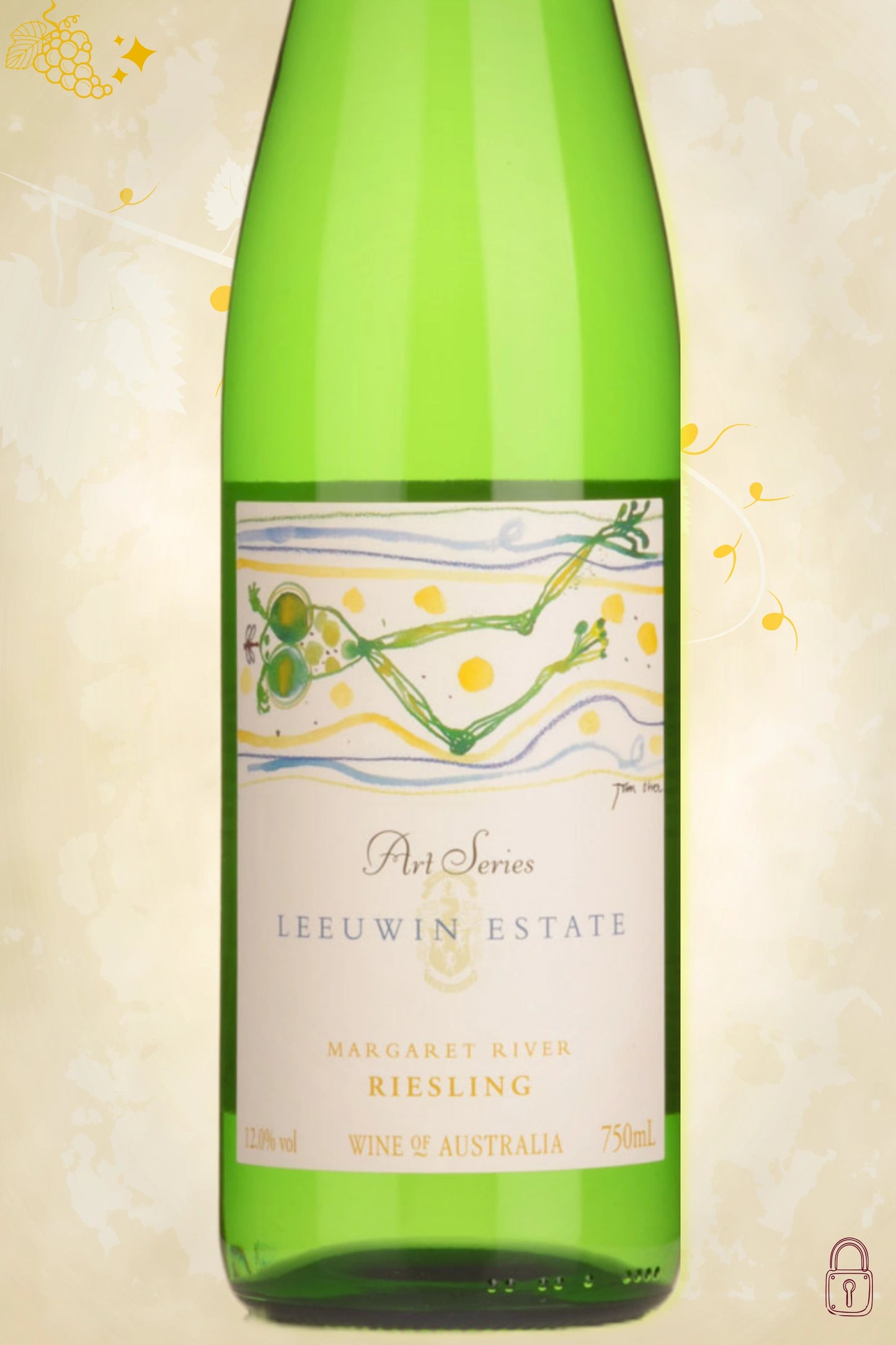 Close-up label Art Series Riesling 2021 – Leeuwin Estate details zichtbaar