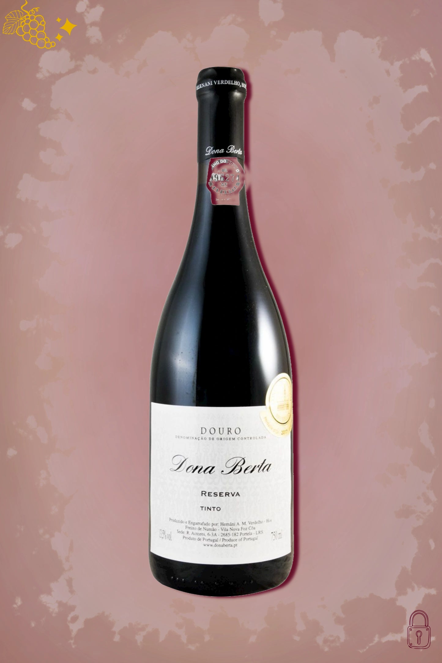 Dona Berta Reserva Tinto 2017 tegen bordeaux achtergrond – premium rode wijn