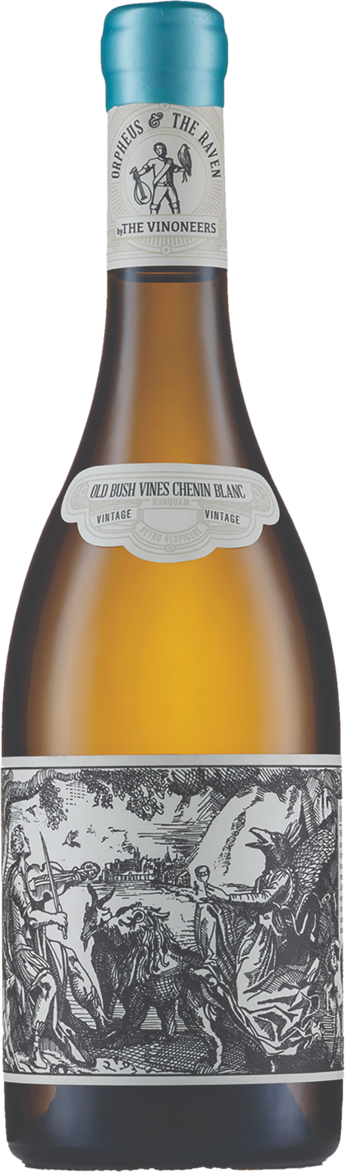 The Vioneers Orpheus and Raven 2021 tegen gouden achtergrond – premium witte wijn