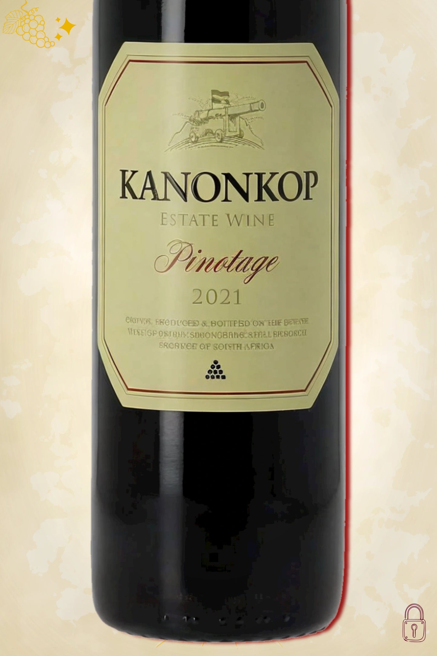Close-up label Kanonkop Pinotage 2021 – estate en vintage details