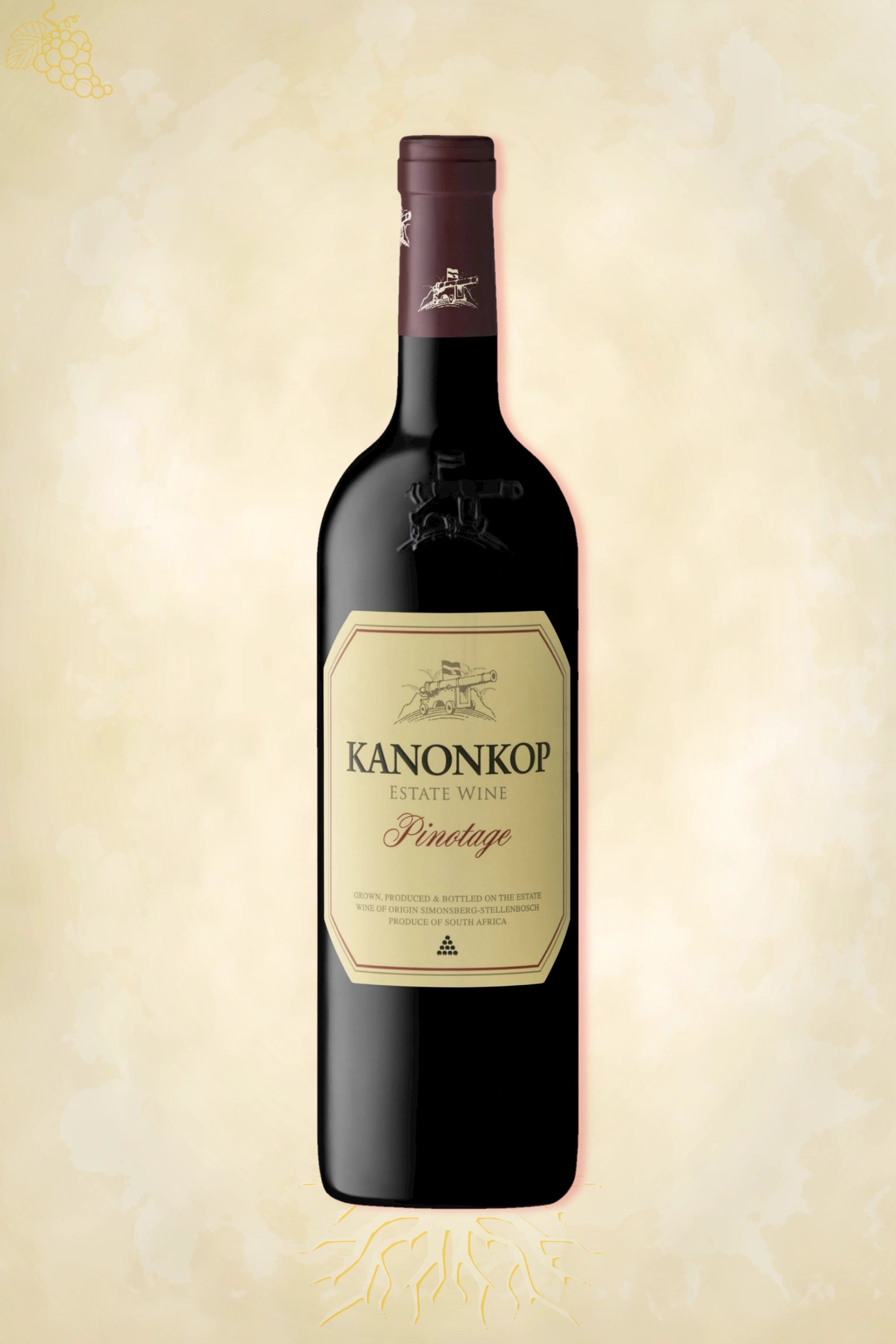 Kanonkop Pinotage terroirwijn - wijnfles met witte achtergrond