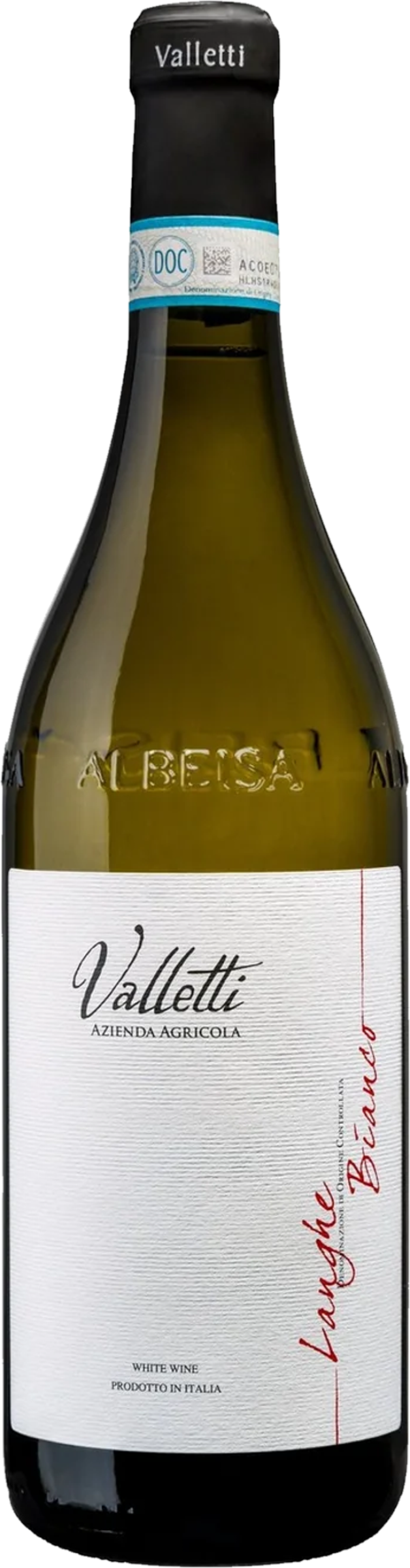 Valletti Langhe Bianco 2021 tegen gouden achtergrond – frisse premium witte wijn