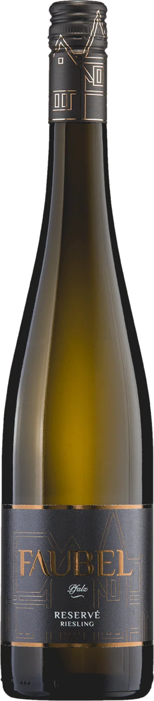 Weingut Faubel Kostbar Riesling 2020 tegen gouden achtergrond – premium witte wijn