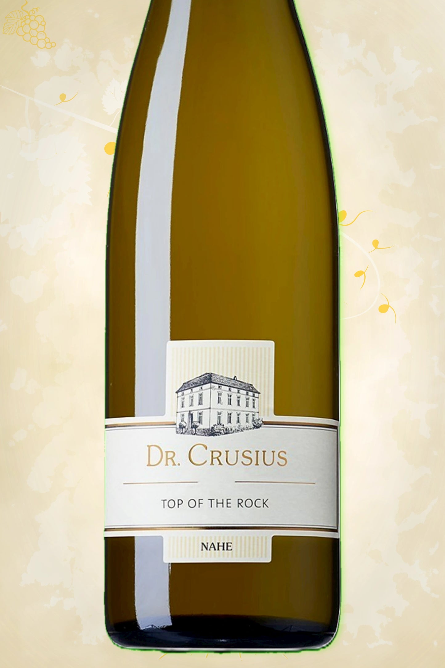 Close-up label Dr. Crusius Riesling Top of the Rock 2023 – Dr. Crusius logo en vintage details