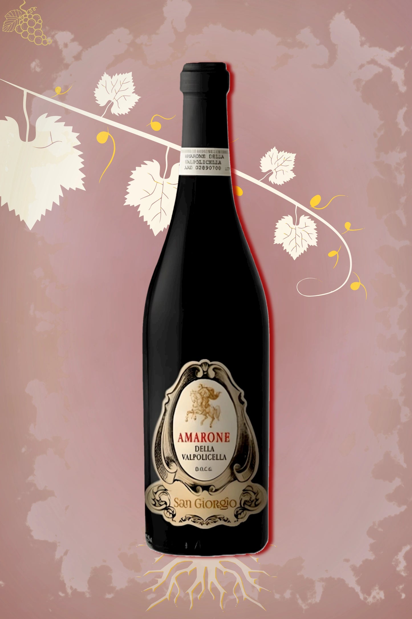 San Giorgio Amarone della Valpolicella 2021 tegen bordeaux achtergrond – premium rode wijn