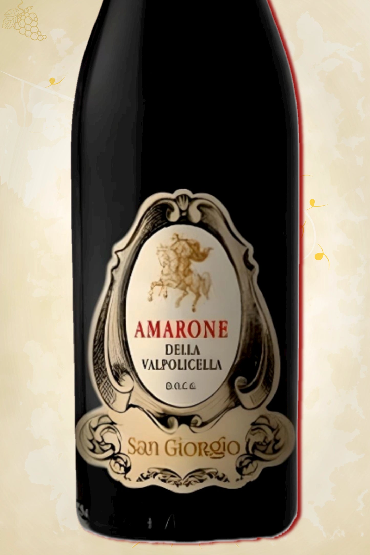 Close-up label San Giorgio Amarone della Valpolicella 2021 – San Giorgio logo en vintage details