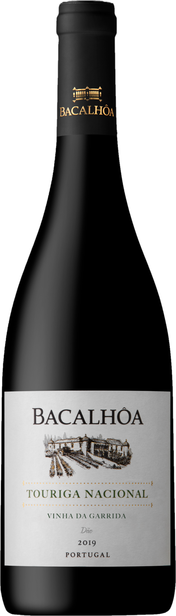 Bacalhôa Touriga Nacional 2019 tegen bordeaux achtergrond – premium rode wijn uit Dão