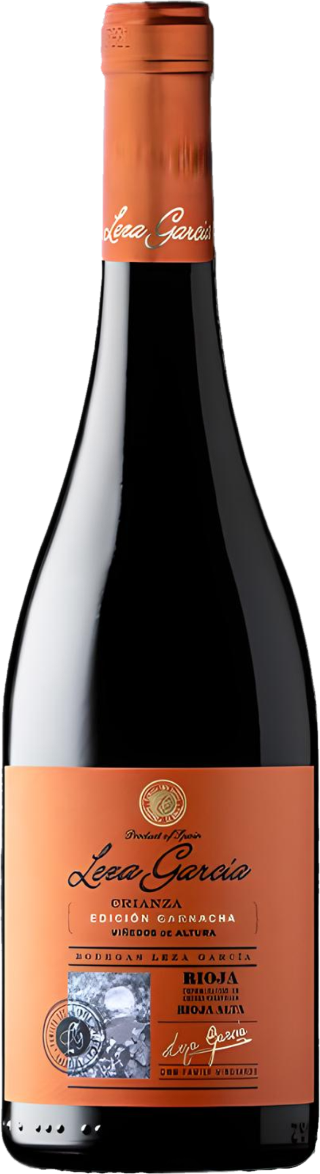 Leza García Rioja Garnacha Crianza 2021 tegen bordeaux achtergrond – premium rode wijn