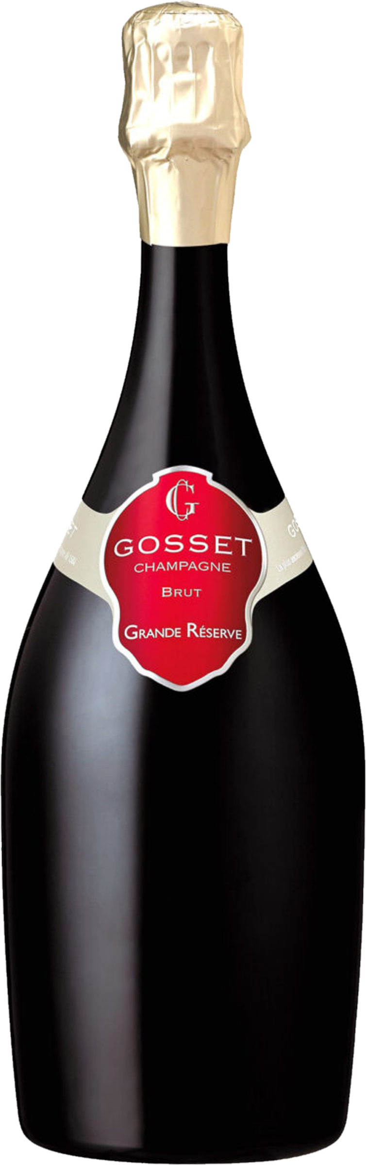 Champagne Gosset Grande Réserve Brut NV tegen gouden achtergrond – premium mousserende wijn